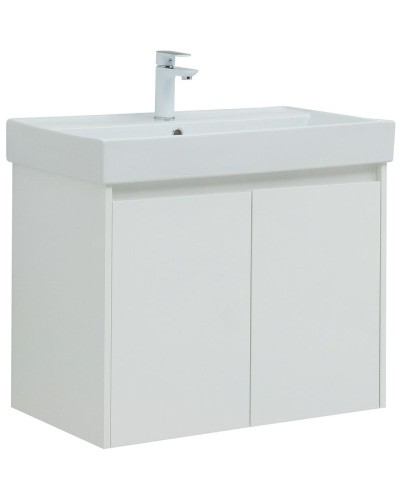 Тумба под раковину Aquanet Nova Lite 75 298850 подвесная Белая глянцевая