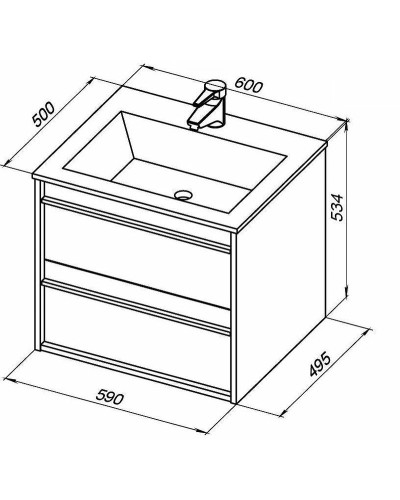 Тумба с раковиной Aquanet Lino 60 271944 подвесная Дуб Веллингтон