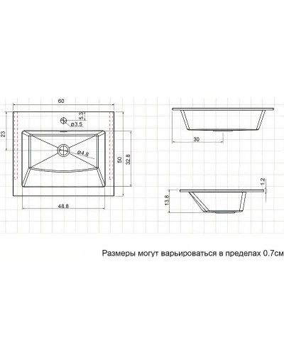 Тумба с раковиной Aquanet Lino 60 271944 подвесная Дуб Веллингтон