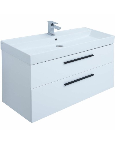 Тумба под раковину Aquanet Nova 100 249922 подвесная Белая глянцевая