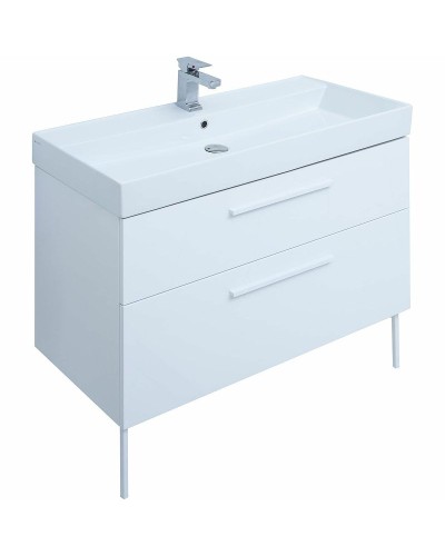 Тумба под раковину Aquanet Nova 100 249922 подвесная Белая глянцевая