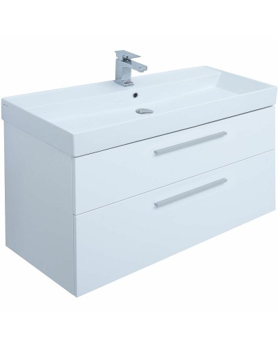 Тумба под раковину Aquanet Nova 100 249922 подвесная Белая глянцевая