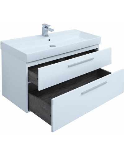 Тумба под раковину Aquanet Nova 100 249922 подвесная Белая глянцевая