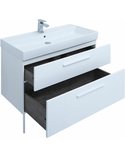 Тумба под раковину Aquanet Nova 100 249922 подвесная Белая глянцевая