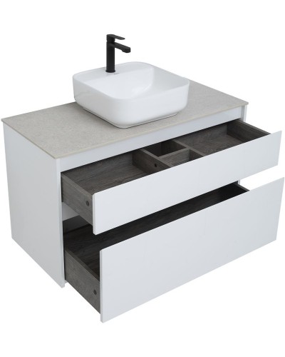 Тумба под раковину Aquanet Nova Lite Slim Synergy 100 249940 подвесная Белая глянцевая