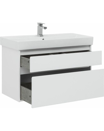 Тумба под раковину Aquanet Nova Lite Slim Synergy 100 249940 подвесная Белая глянцевая