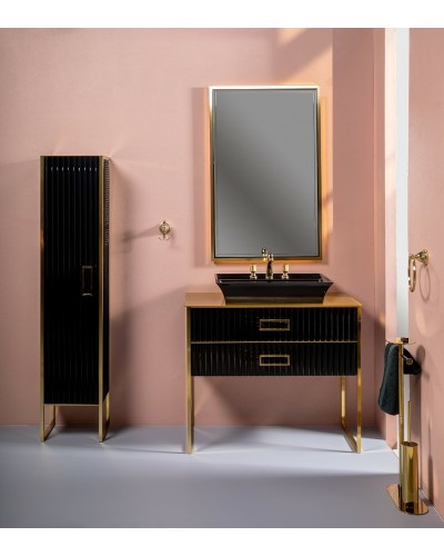 Тумба под раковину Boheme Armadi Art Monaco 100 867-100-BG Черный глянец Золото