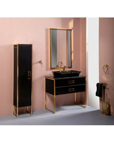 Тумба под раковину Boheme Armadi Art Monaco 100 867-100-BG Черный глянец Золото