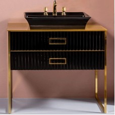 Тумба под раковину Boheme Armadi Art Monaco 100 867-100-BG Черный глянец Золото
