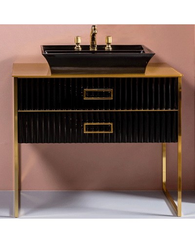 Тумба под раковину Boheme Armadi Art Monaco 100 867-100-BG Черный глянец Золото