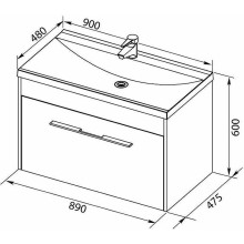 Тумба с раковиной Aquanet Августа 90 287695 подвесная Белая