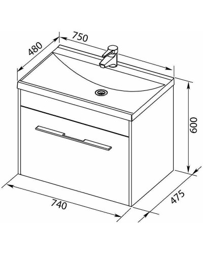 Тумба с раковиной Aquanet Августа 75 287692 подвесная Белая