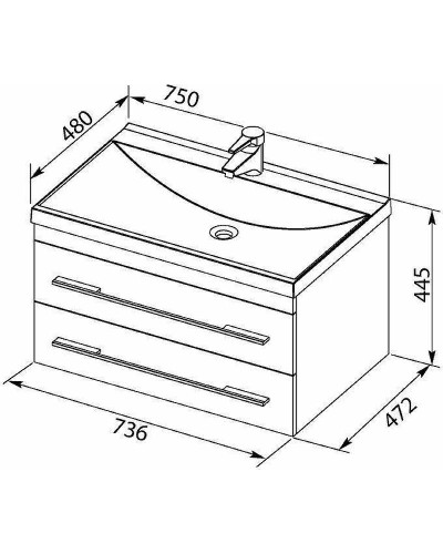 Тумба с раковиной Aquanet Нота 75 287707 подвесная Белая