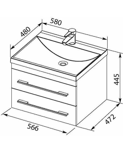 Тумба с раковиной Aquanet Нота 58 287706 подвесная Белая