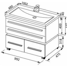 Тумба с раковиной Aquanet Нота 100 287703 подвесная Белая