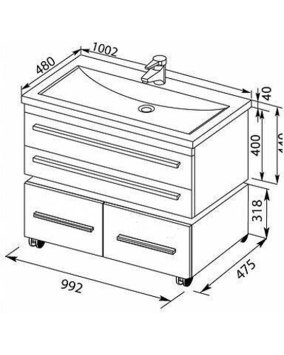 Тумба с раковиной Aquanet Нота 100 287703 подвесная Белая