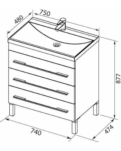 Тумба с раковиной Aquanet Верона 75 287671 Белая