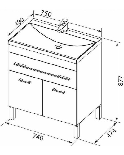 Тумба с раковиной Aquanet Верона 75 287670 Белая