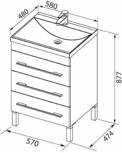 Тумба с раковиной Aquanet Верона 58 287668 Белая