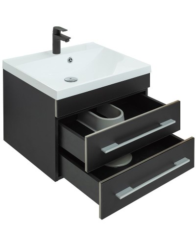 Тумба с раковиной Aquanet Верона 58 287644 подвесная Черная матовая