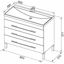Тумба с раковиной Aquanet Верона 90 287674 Белая