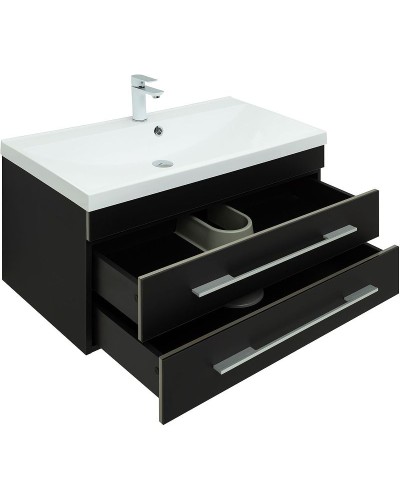 Тумба с раковиной Aquanet Верона 90 287648 подвесная Черная матовая