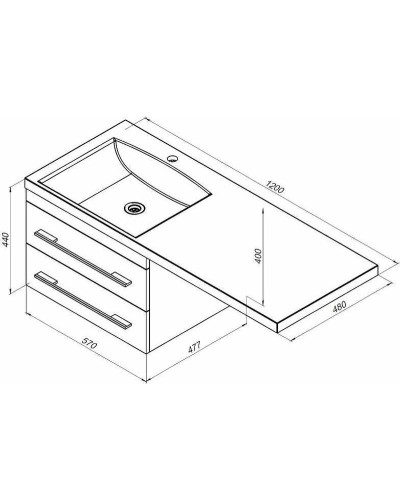 Тумба с раковиной Aquanet Нота 120 R 240161 подвесная Белая