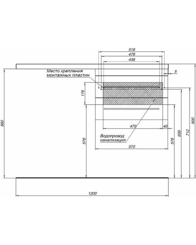 Тумба с раковиной Aquanet Нота 120 L 240160 подвесная Белая