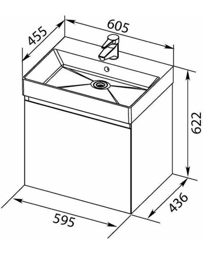 Тумба с раковиной Aquanet Нью-Йорк 60 213934 подвесная Орех