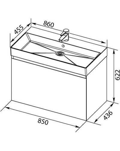 Тумба под раковину Aquanet Нью-Йорк 85 203947 подвесная Орех