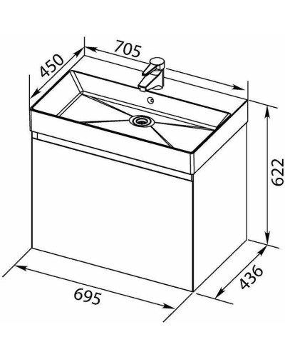 Тумба под раковину Aquanet Нью-Йорк 70 203946 подвесная Орех