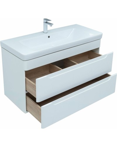 Тумба под раковину Aquanet София 100 274116 подвесная Белый глянец