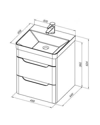 Тумба под раковину Aquanet София 50 274171 подвесная Белый глянец