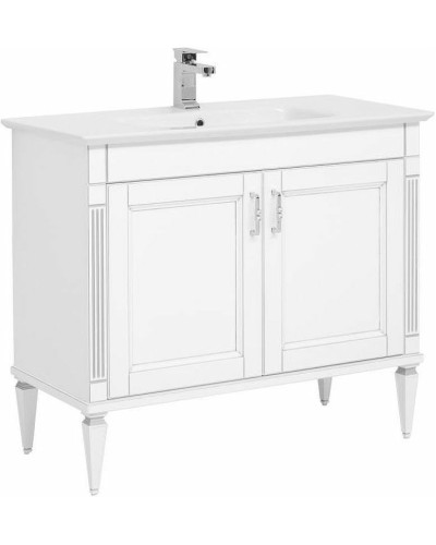 Тумба с раковиной Aquanet Селена 105 233695 Белая Патина серебро