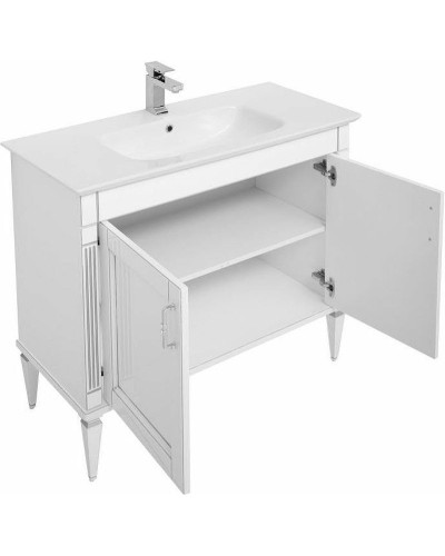 Тумба с раковиной Aquanet Селена 105 233695 Белая Патина серебро