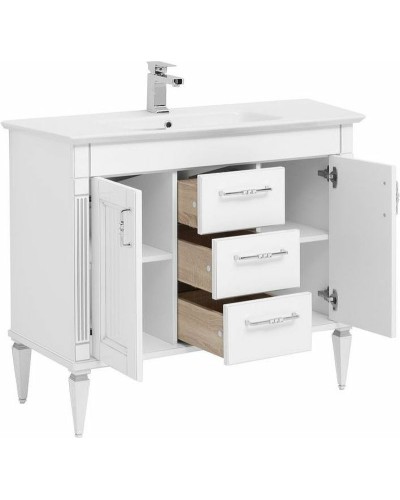 Тумба с раковиной Aquanet Селена 105 233694 Белая Патина серебро