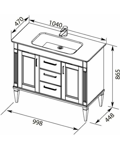 Тумба под раковину Aquanet Селена 105 201651 Белая Патина серебро