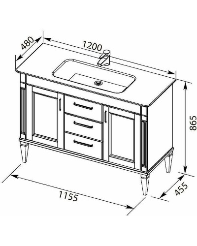Тумба под раковину Aquanet Селена 120 201652 Белая Патина серебро