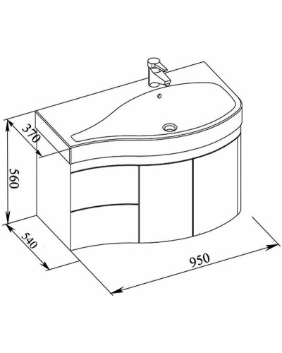 Тумба под раковину Aquanet Сопрано 95 R 169633 подвесная Белая