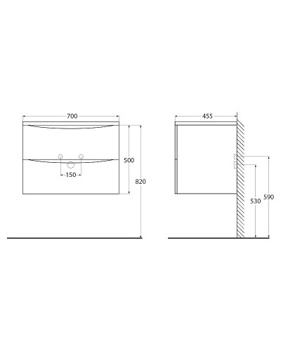 Тумба под раковину BelBagno 70 ACQUA-700-2C-SO-BL подвесная Bianco Lucido