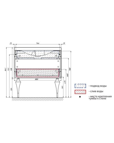 Тумба с раковиной капучино глянец 80 см Marka One Angel У67287