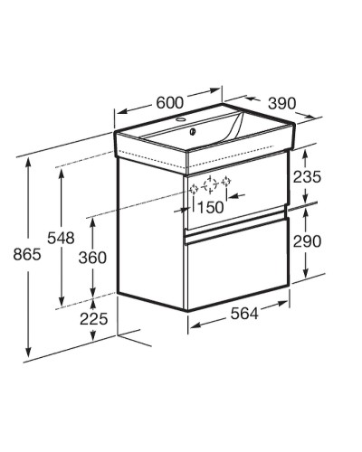 Тумба под раковину Roca Oleta 60 857639515 подвесная Капучино