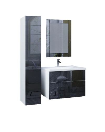 Тумба с раковиной черный дикий камень/белый глянец 74,9 см Marka One Idalgo У72786