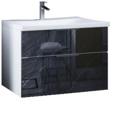 Тумба с раковиной черный дикий камень/белый глянец 74,9 см Marka One Idalgo У72786