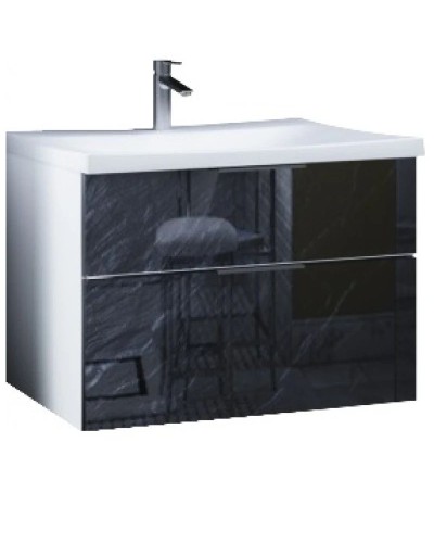 Тумба с раковиной черный дикий камень/белый глянец 74,9 см Marka One Idalgo У72786