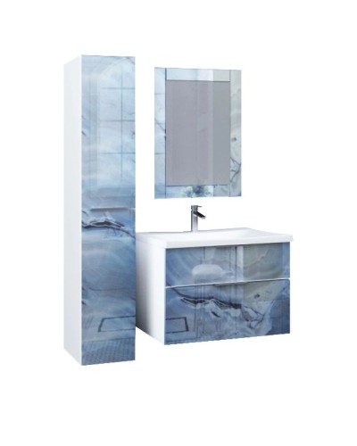 Тумба с раковиной голубой мрамор/белый глянец 74,9 см Marka One Idalgo У72785