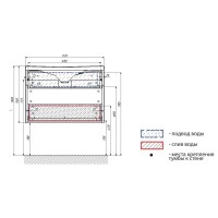 Тумба с раковиной голубой мрамор/белый глянец 74,9 см Marka One Idalgo У72785
