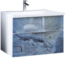 Тумба с раковиной голубой мрамор/белый глянец 74,9 см Marka One Idalgo У72785