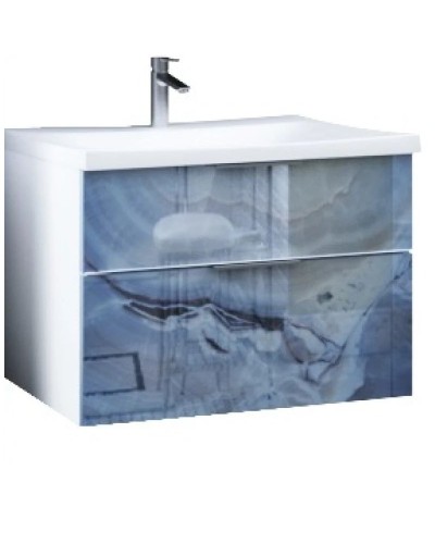 Тумба с раковиной голубой мрамор/белый глянец 74,9 см Marka One Idalgo У72785
