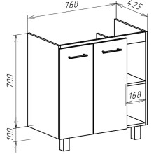 Тумба под раковину Bellezza Рона 80 R 4634113030508 Натуральный дуб Белая